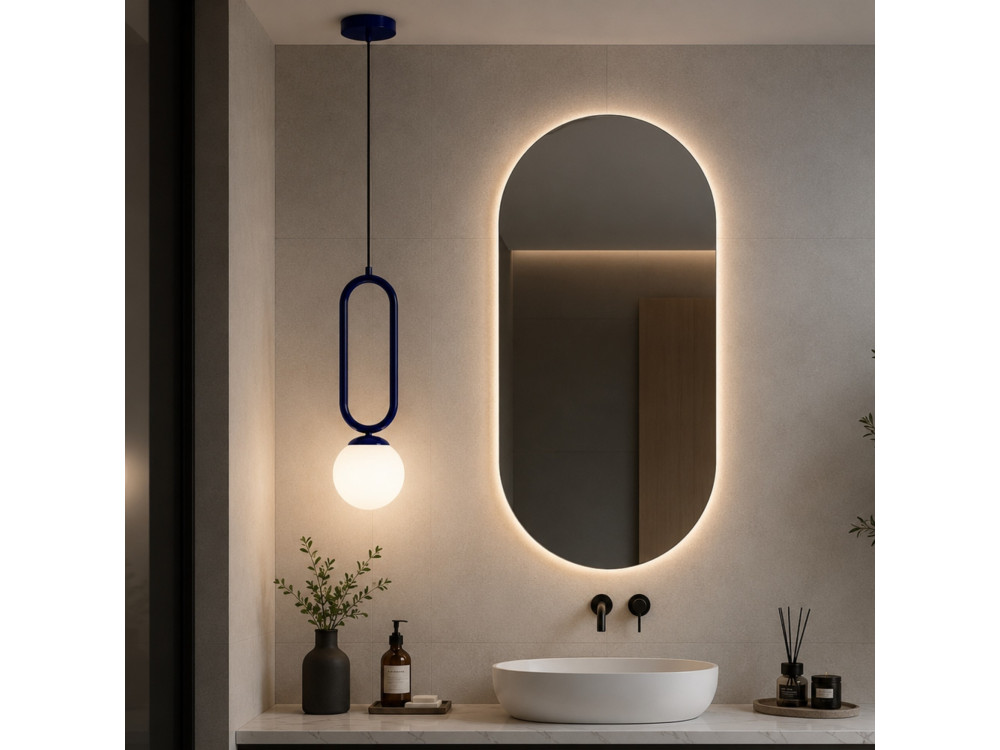 Metalowa lampa wisząca „Loop” – 15 x 15 cm – granatowa