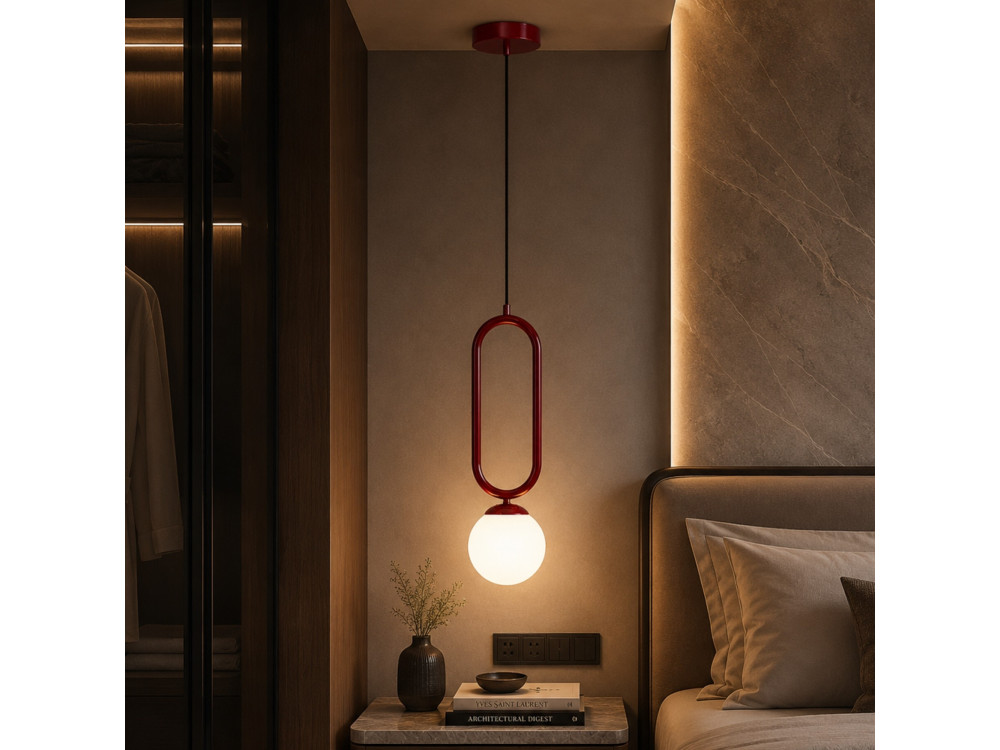 Metalowa lampa wisząca „Loop” – 15 x 15 cm – kolor bordowy