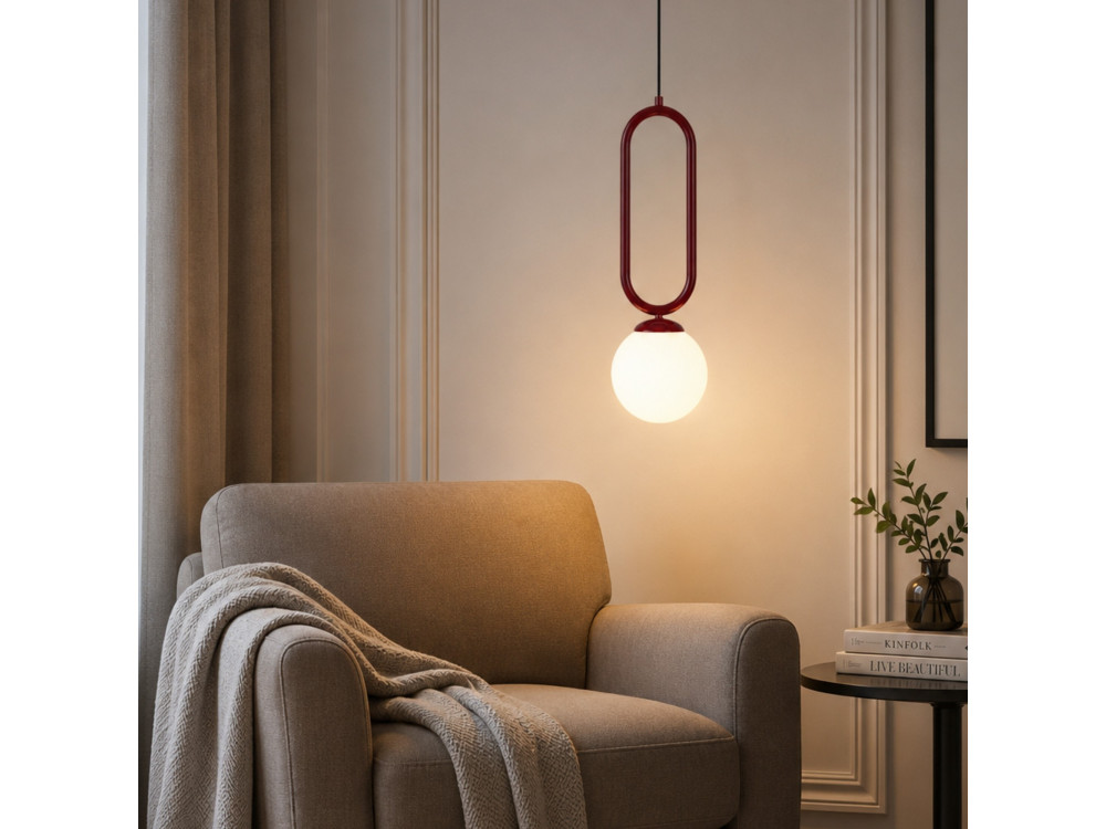 Metalowa lampa wisząca „Loop” – 15 x 15 cm – kolor bordowy
