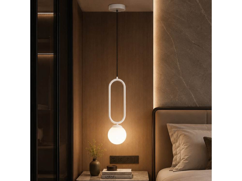 Metalowa lampa wisząca „Loop” – 15 x 15 cm – biała