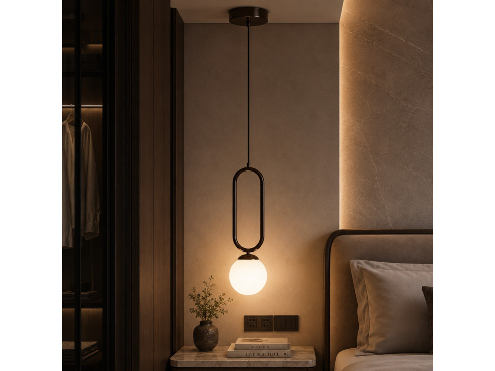 Metalowa lampa wisząca „Loop” – 15 x 15 cm – ciemnobrązowa