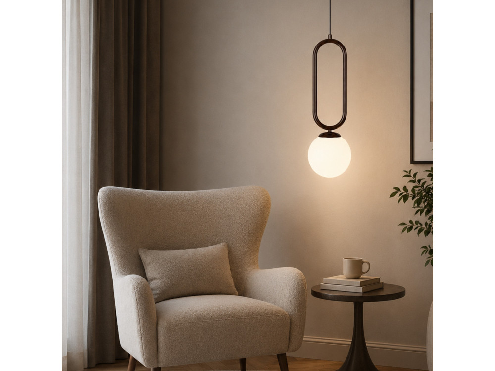 Metalowa lampa wisząca „Loop” – 15 x 15 cm – ciemnobrązowa