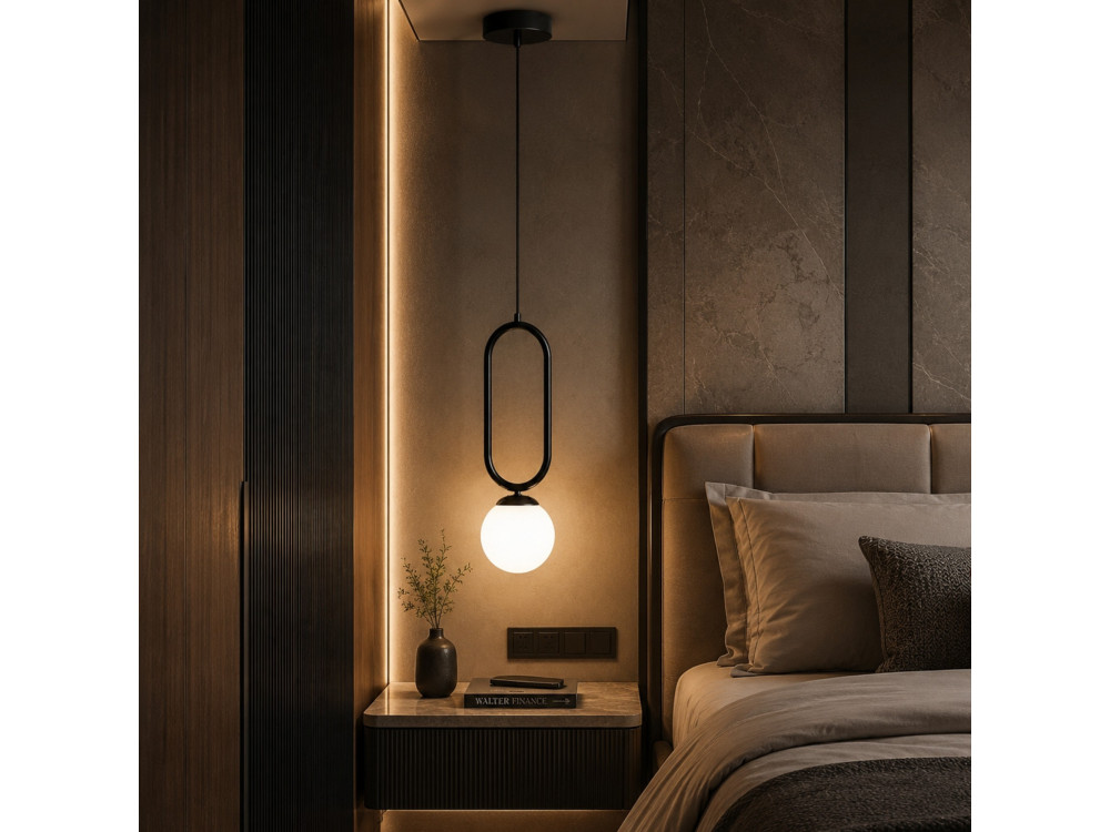 Metalowa lampa wisząca „Loop” – 15 x 15 cm – czarna