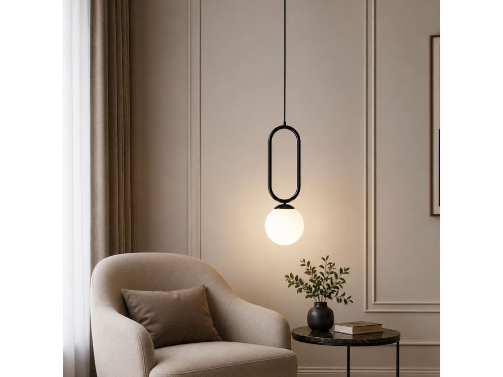 Metalowa lampa wisząca „Loop” – 15 x 15 cm – czarna