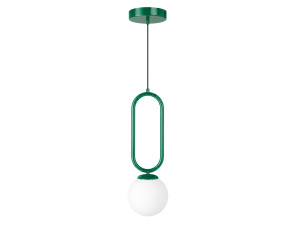 Metalowa lampa wisząca „Loop” – 15 x 15 cm – ciemnozielona