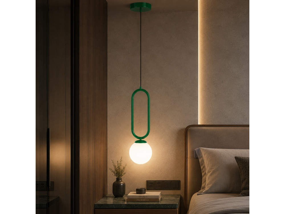 Metalowa lampa wisząca „Loop” – 15 x 15 cm – ciemnozielona