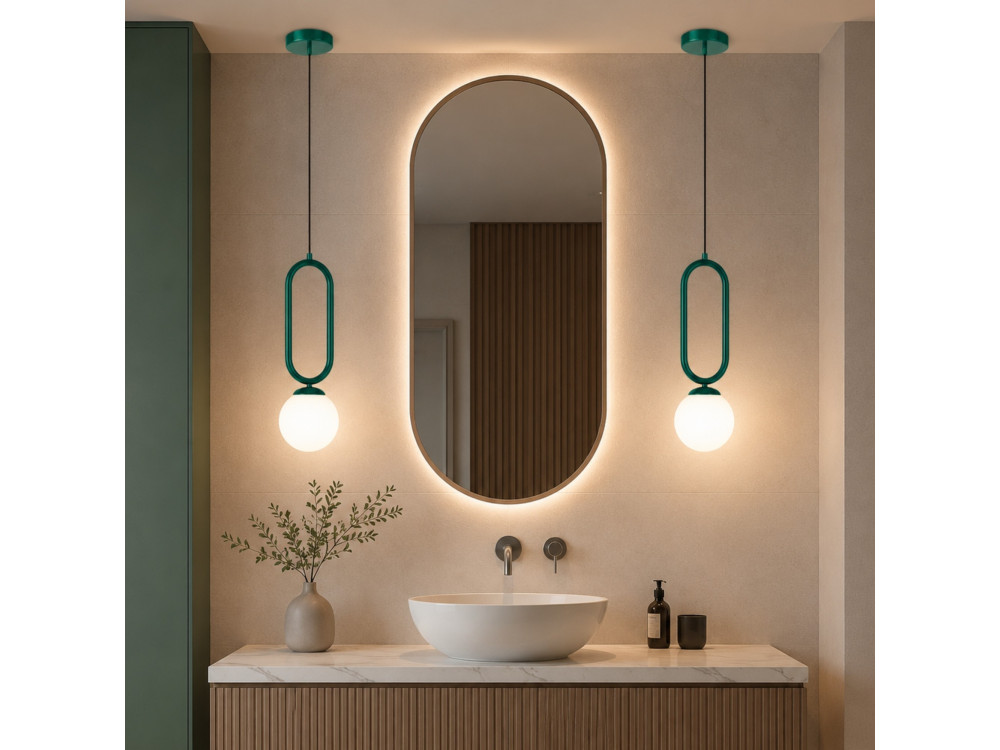 Metalowa lampa wisząca „Loop” – 15 x 15 cm – ciemnozielona