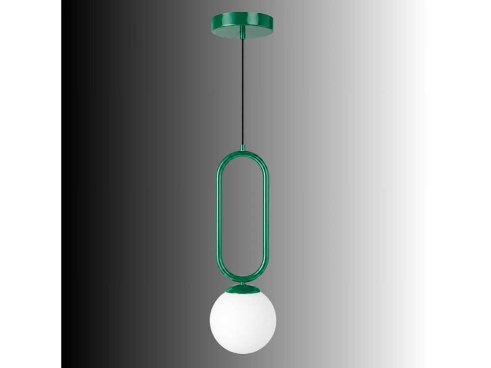 Metalowa lampa wisząca „Loop” – 15 x 15 cm – ciemnozielona