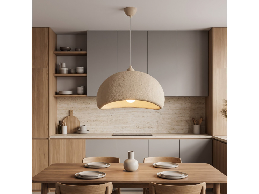 Metalowa lampa wisząca „Beta” – 40 x 32 cm – beżowa