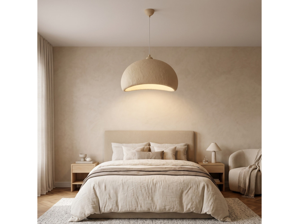 Metalowa lampa wisząca „Beta” – 40 x 32 cm – beżowa
