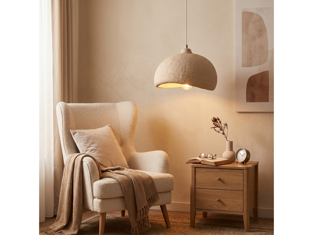 Metalowa lampa wisząca „Beta” – 30 x 24 cm – beżowa