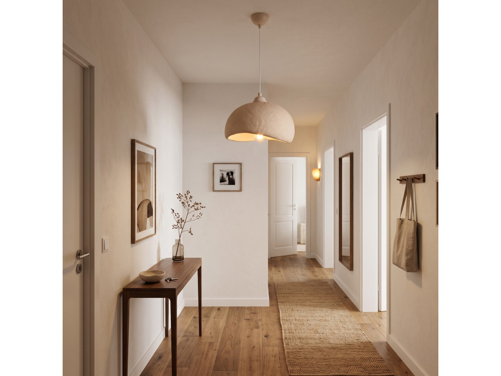 Metalowa lampa wisząca „Beta” – 30 x 24 cm – beżowa