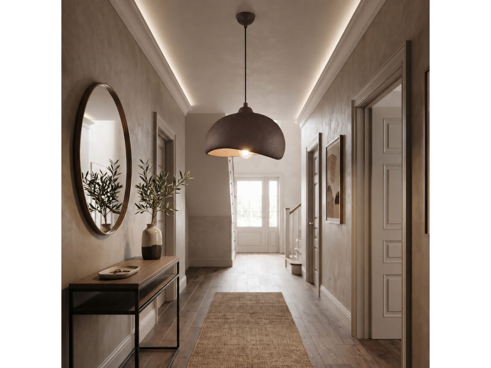Metalowa lampa wisząca „Beta” – 30 x 24 cm – brązowa