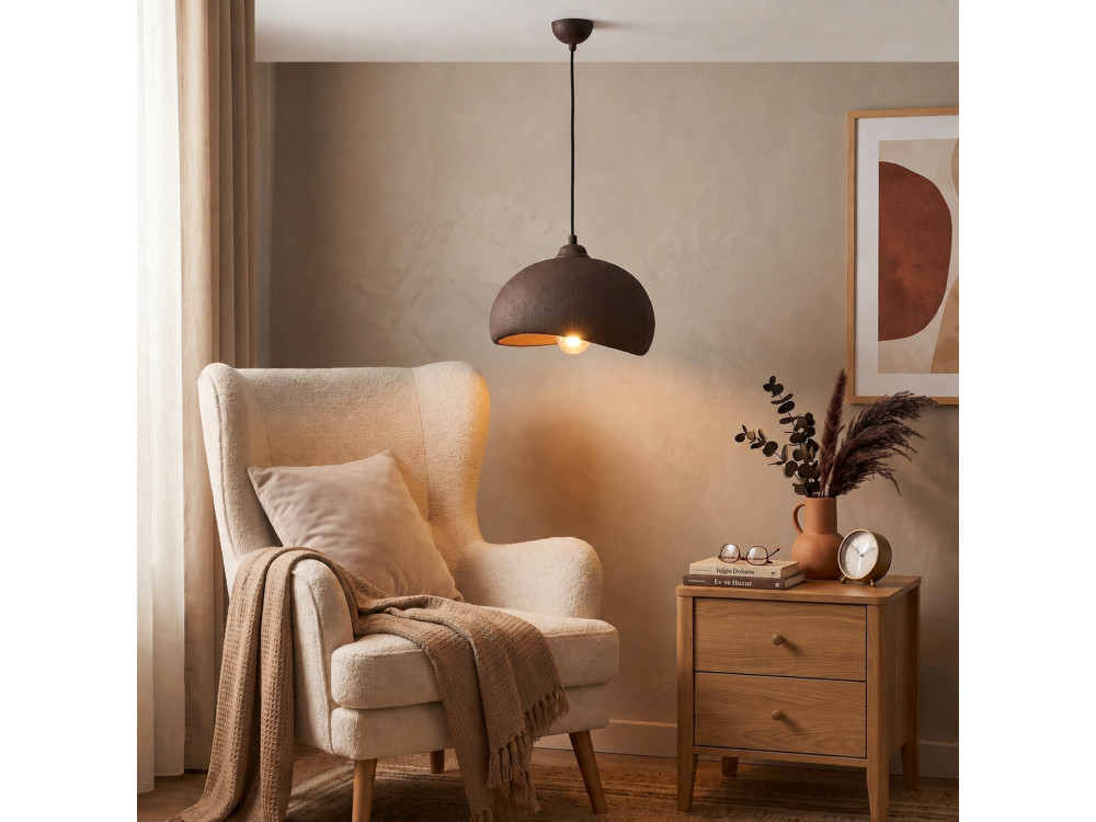 Metalowa lampa wisząca „Beta” – 30 x 24 cm – brązowa
