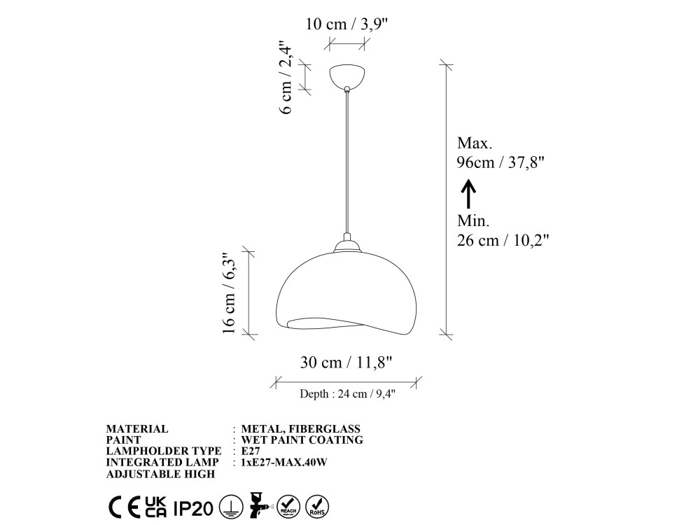Metalowa lampa wisząca „Beta” – 30 x 24 cm – brązowa