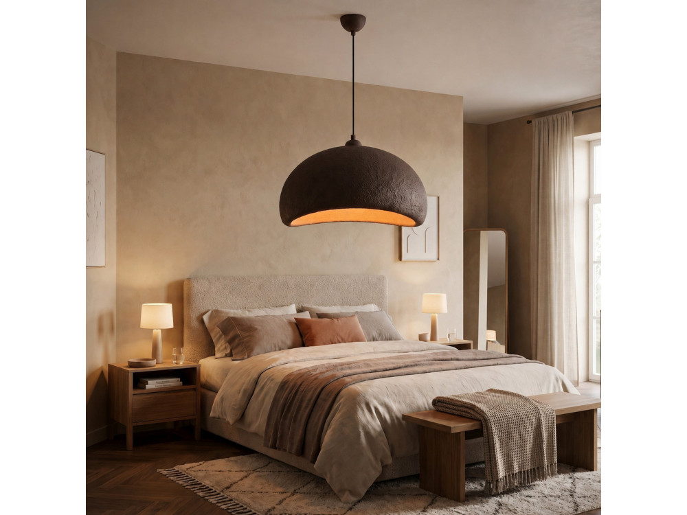 Metalowa lampa wisząca „Beta” – 40 x 32 cm – brązowa