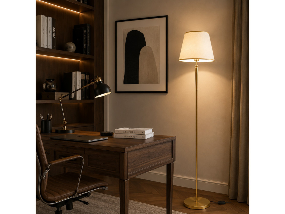 Metalowa lampa podłogowa „Milano” – 40 x 40 cm – beżowa