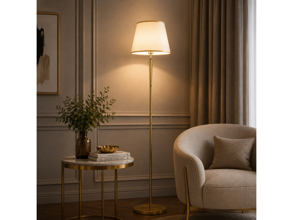 Metalowa lampa podłogowa „Milano” – 40 x 40 cm – beżowa