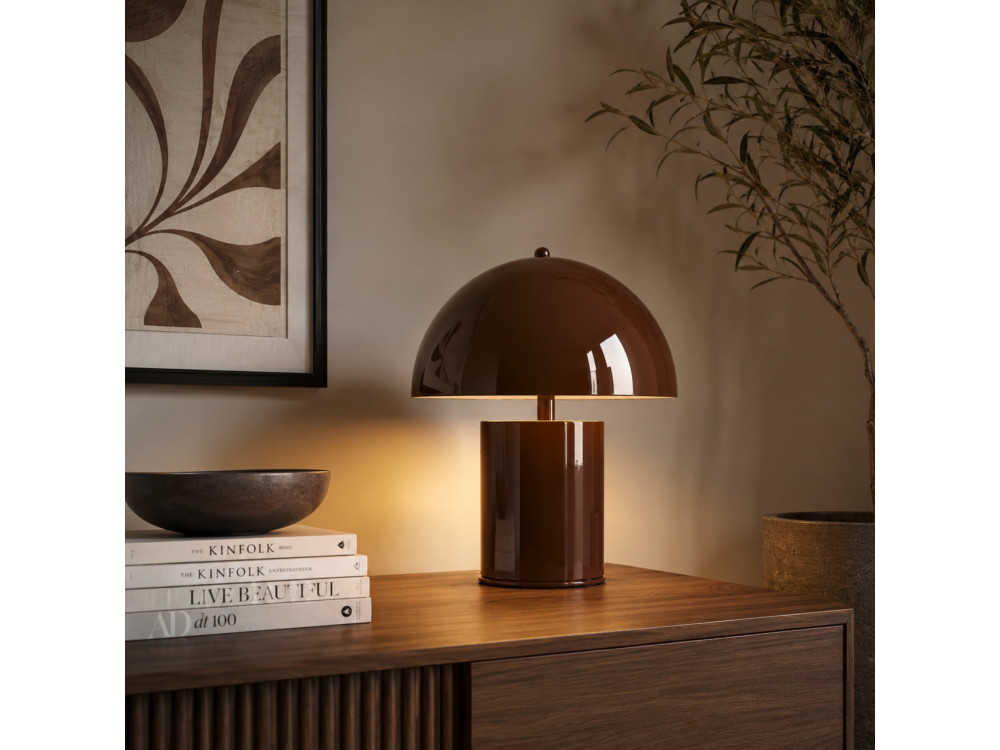 Metalowa lampa stołowa „Pera” – 26 x 26 cm – brązowa