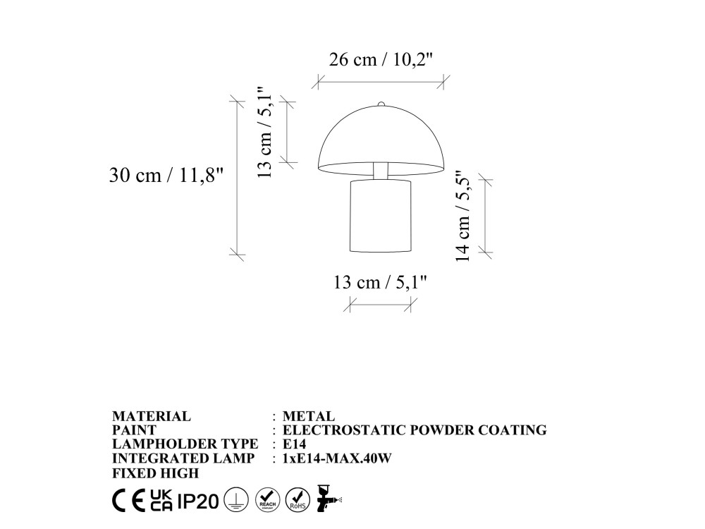 Metalowa lampa stołowa „Pera” – 26 x 26 cm – brązowa