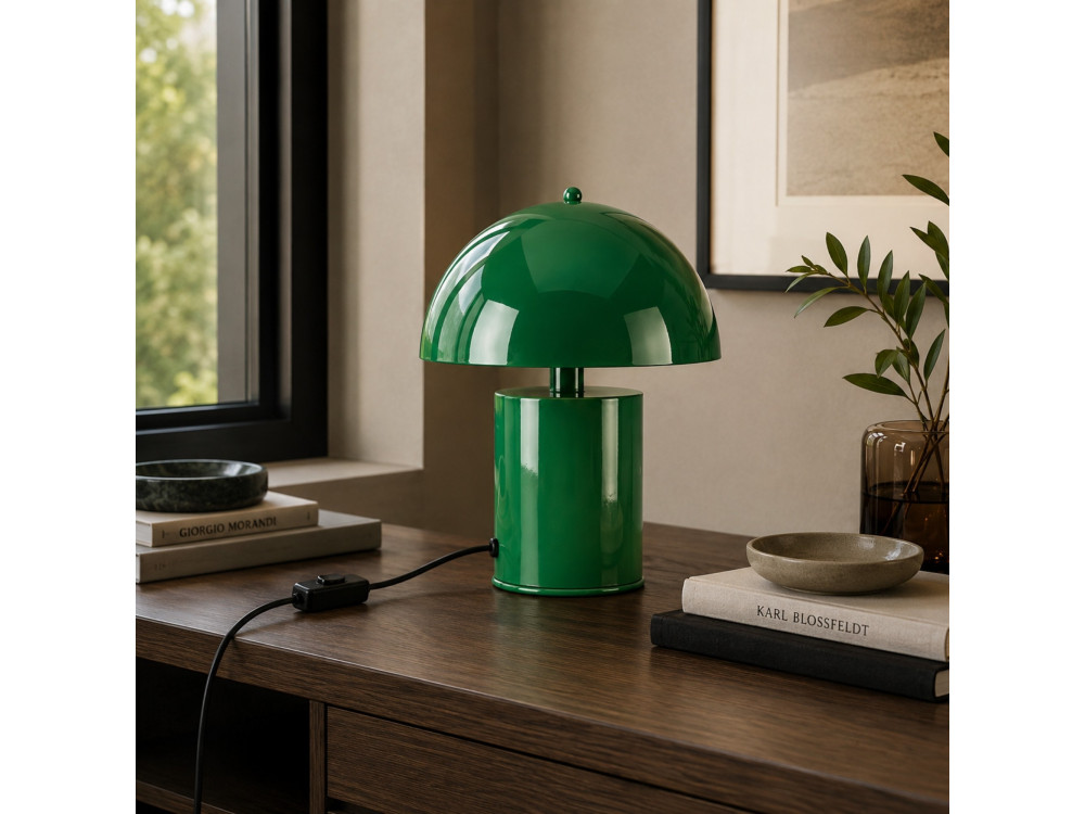 Metalowa lampa stołowa „Pera” – 26 x 26 cm – ciemnozielona