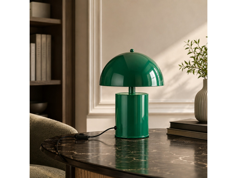 Metalowa lampa stołowa „Pera” – 26 x 26 cm – ciemnozielona