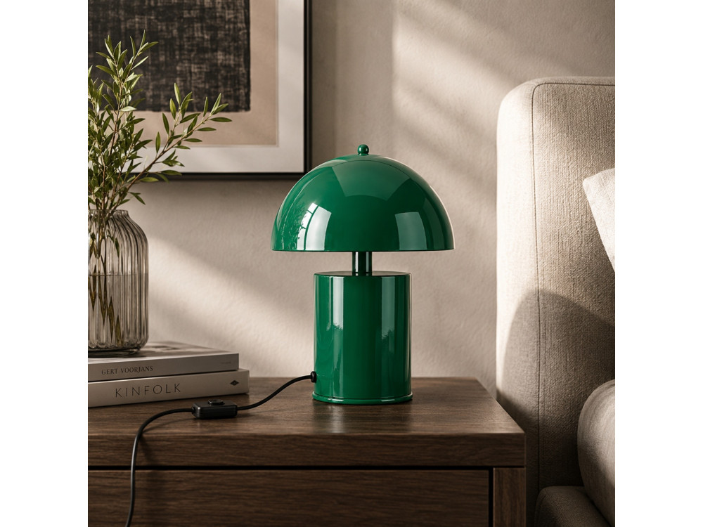 Metalowa lampa stołowa „Pera” – 26 x 26 cm – ciemnozielona