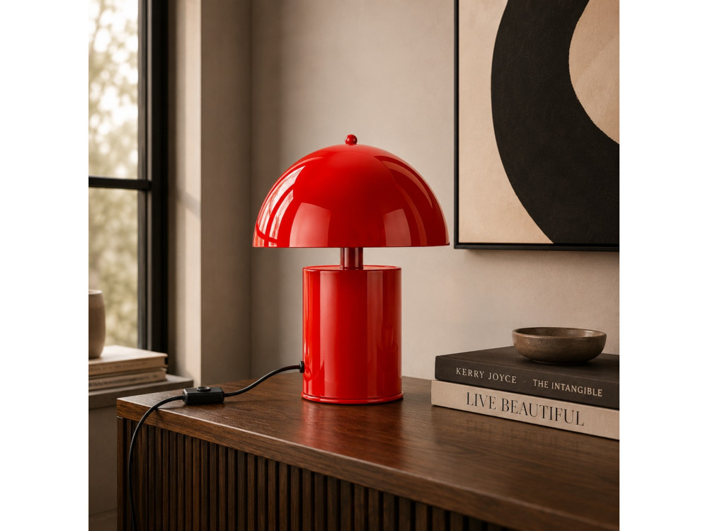 Metalowa lampa stołowa „Pera” – 26 x 26 cm – czerwona