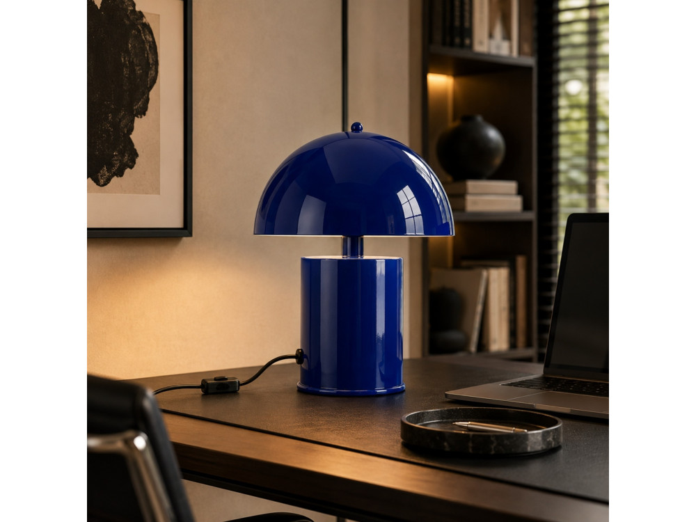 Metalowa lampa stołowa „Pera” – 26 x 26 cm – granatowa