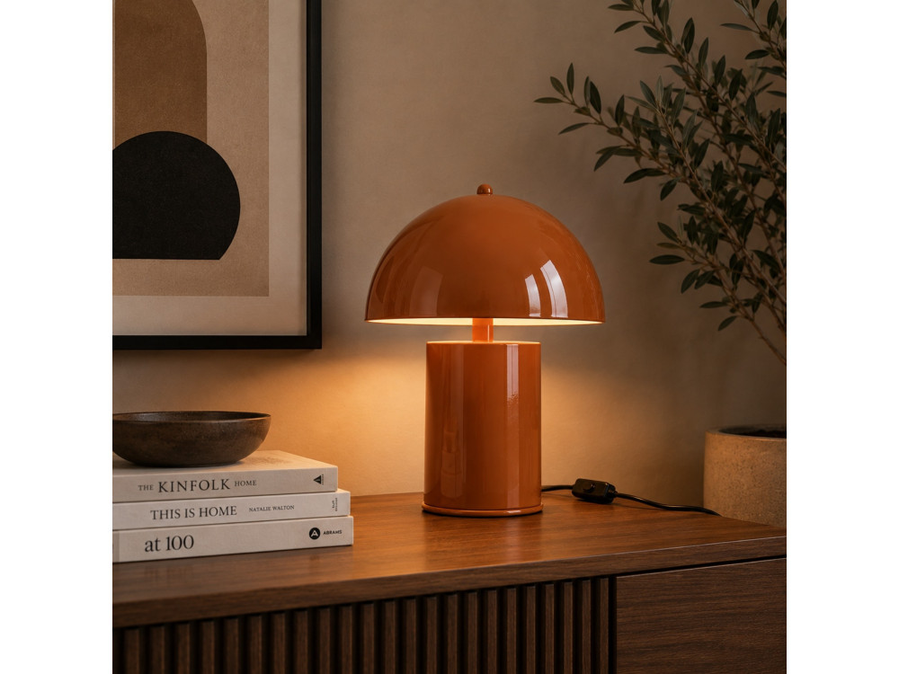 Metalowa lampa stołowa „Pera” – 26 x 26 cm – pomarańczowa