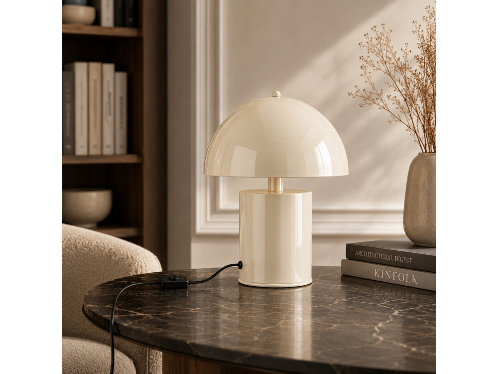 Metalowa lampa stołowa „Pera” – 26 x 26 cm – beżowa