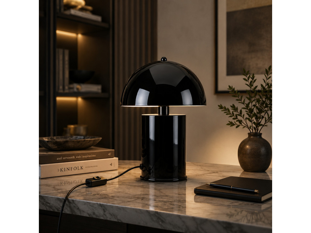 Metalowa lampa stołowa „Pera” – 26 x 26 cm – czarna