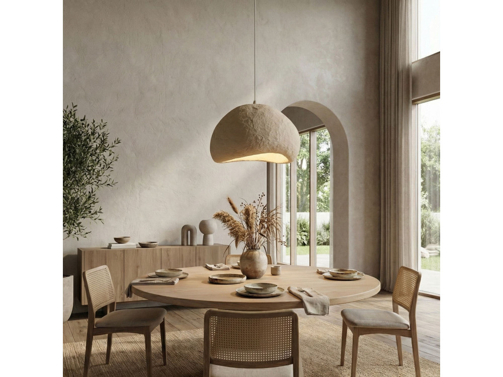 Metalowa lampa wisząca „Loval” – 50 x 44 cm – beżowa