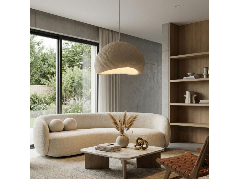 Metalowa lampa wisząca „Loval” – 50 x 44 cm – beżowa