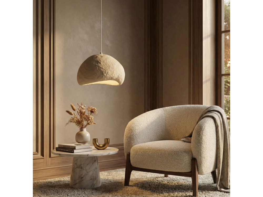 Metalowa lampa wisząca „Loval” – 50 x 44 cm – beżowa