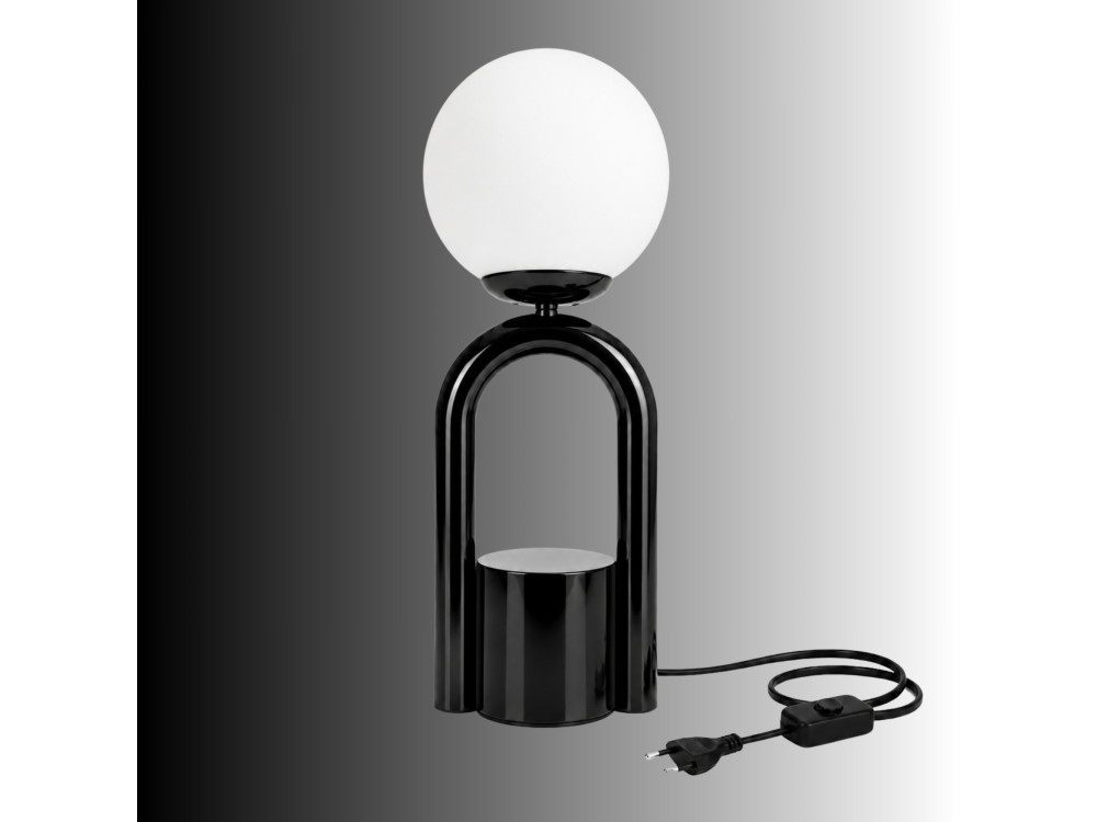 Metalowa lampa stołowa „Loop” – 15 x 15 cm – czarna