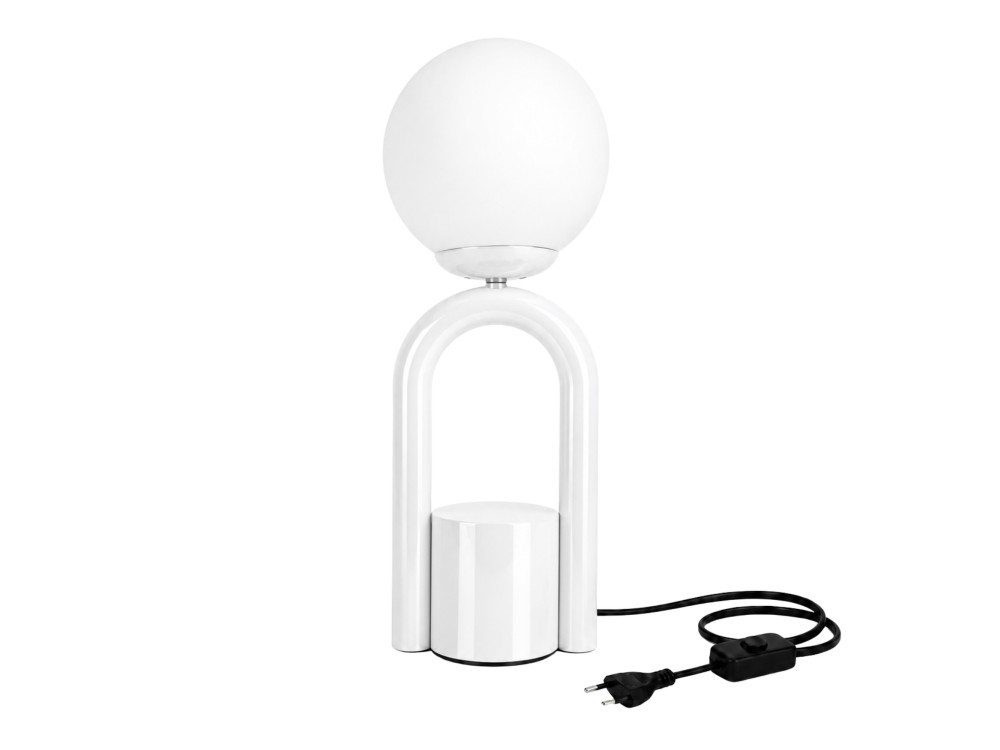Metalowa lampa stołowa „Loop” – 15 x 15 cm – biała