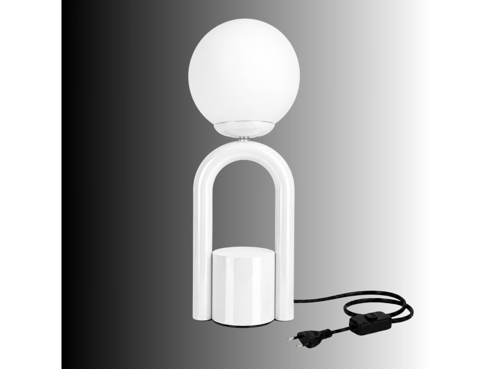 Metalowa lampa stołowa „Loop” – 15 x 15 cm – biała