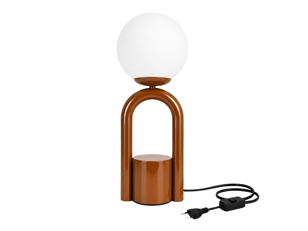 Metalowa lampa stołowa „Loop” – 15 x 15 cm – brązowa