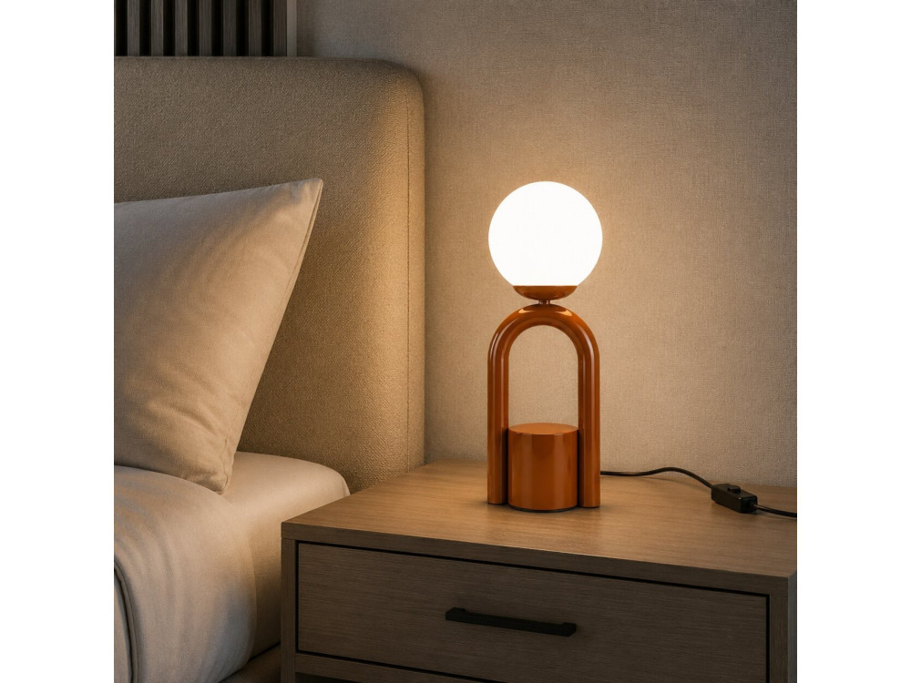 Metalowa lampa stołowa „Loop” – 15 x 15 cm – brązowa
