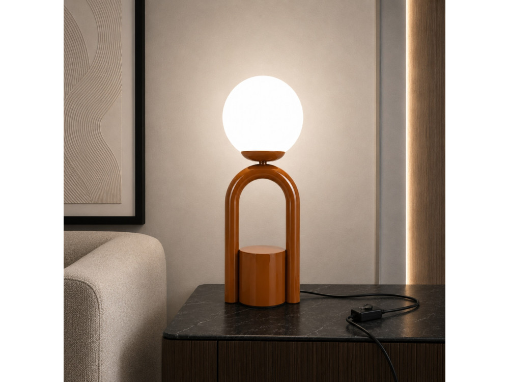 Metalowa lampa stołowa „Loop” – 15 x 15 cm – brązowa
