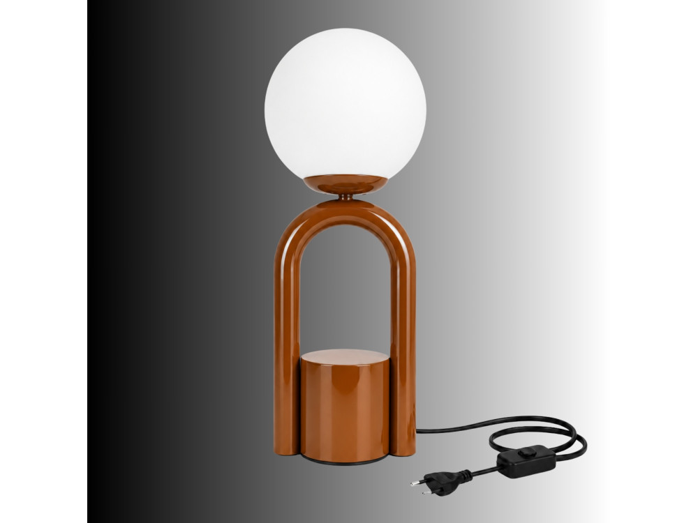 Metalowa lampa stołowa „Loop” – 15 x 15 cm – brązowa
