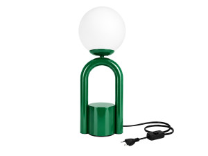 Metalowa lampa stołowa „Loop” – 15 x 15 cm – ciemnozielona