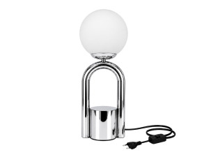 Metalowa lampa stołowa „Loop” – 15 x 15 cm – chrom