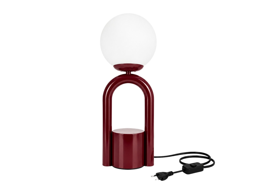 Metalowa lampa stołowa „Loop” – 15 x 15 cm – kolor bordowy