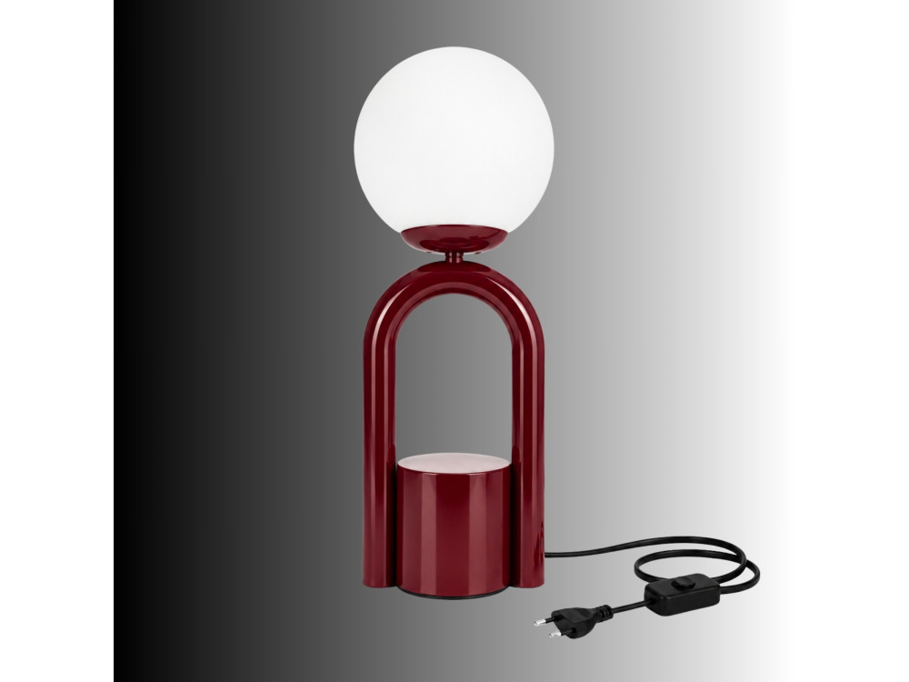 Metalowa lampa stołowa „Loop” – 15 x 15 cm – kolor bordowy