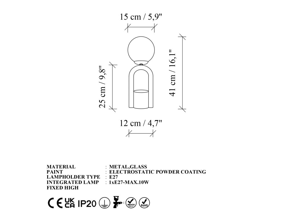 Metalowa lampa stołowa „Loop” – 15 x 15 cm – kolor bordowy