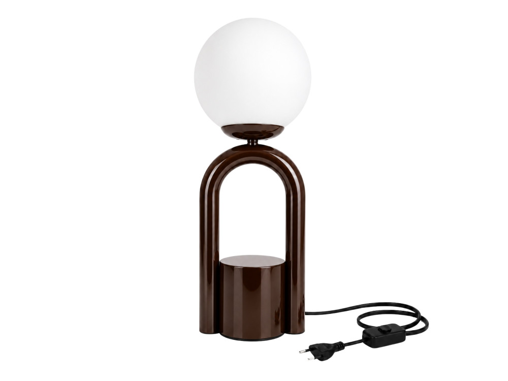 Metalowa lampa stołowa „Loop” – 15 x 15 cm – brązowa