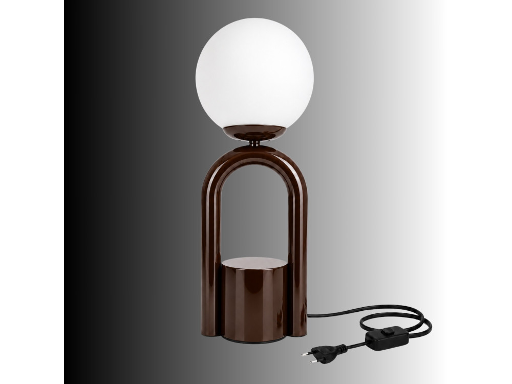Metalowa lampa stołowa „Loop” – 15 x 15 cm – brązowa