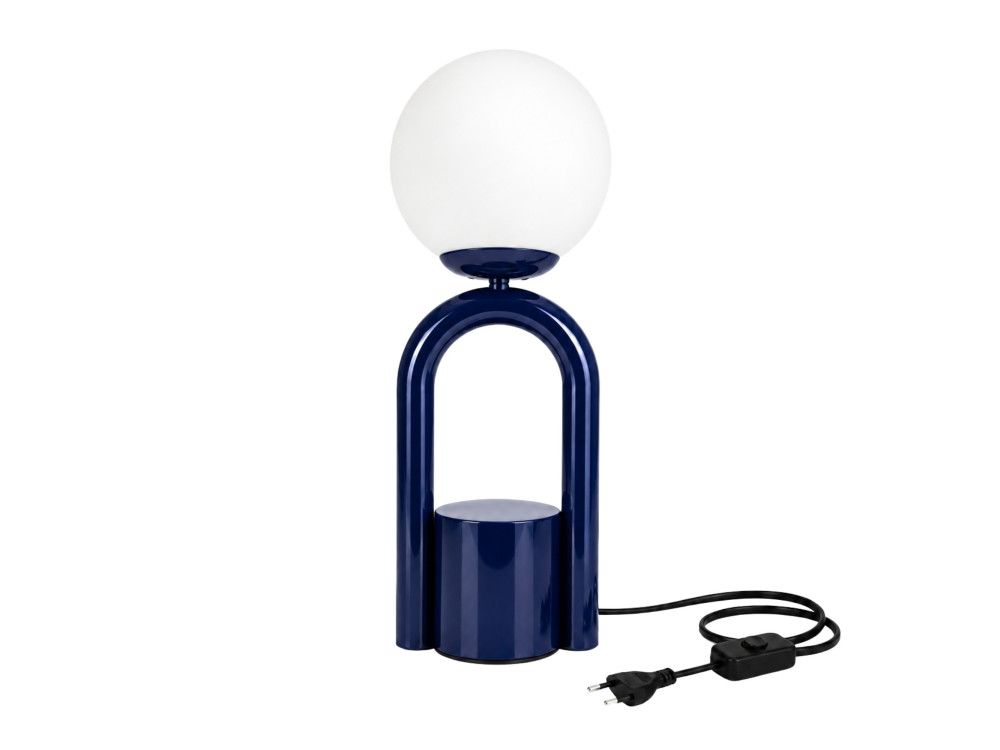Metalowa lampa stołowa „Loop” – 15 x 15 cm – niebieska